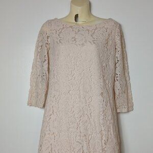 Vince Camuto Womens Pink Lace Overlay Cocktail Dress Shift Lined Size 6